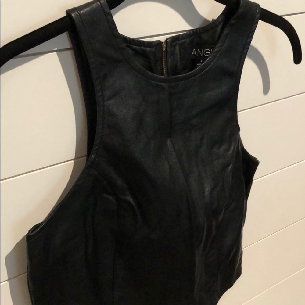 Faux leather crop top